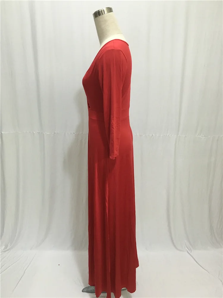 Сексуальное женское длинное платье с v-образным вырезом размера плюс XXL XXXL 3XL женское Макси-Платье Осень-зима вечерние длинные платья Одежда большого размера