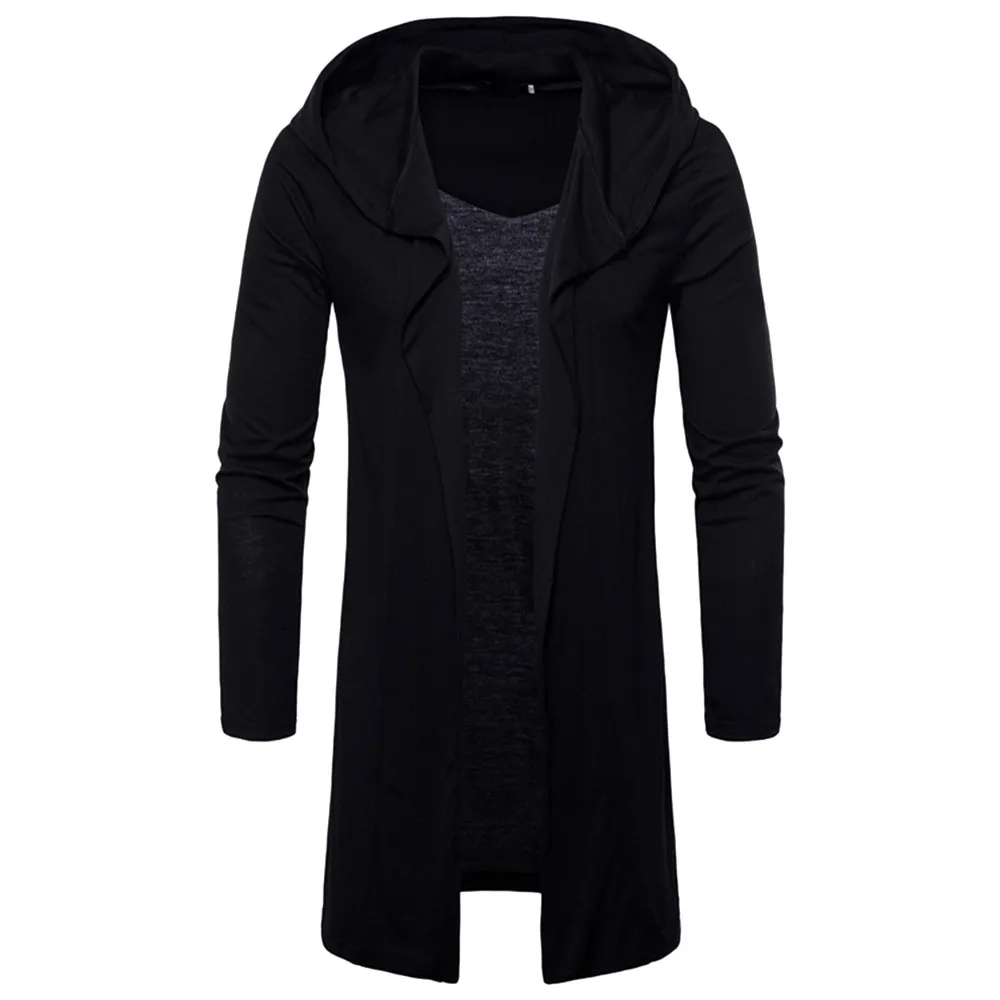 

Fashion Mens Hooded Solid Trench Coat Jacket Long Sleeve Outwear Blouse men coat men clothes 2018 casacas drop shopping