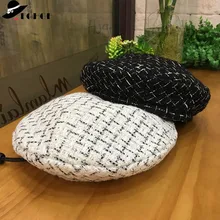 FGHGF Hot Trend French Beret for Women 2019 New Luxe Soft Beret Adjustable Flat Plaid Beret Hat Tartan Check Beanies Cap Boina
