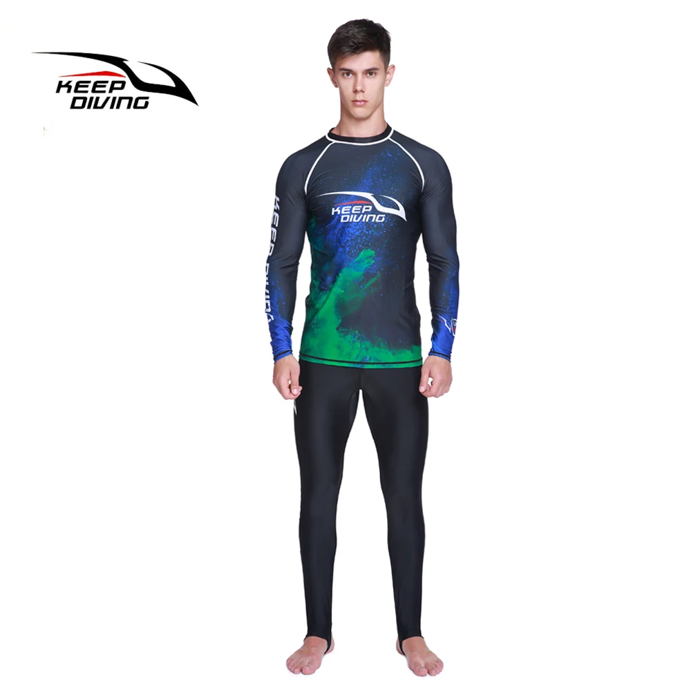 

KEEP DIVING New Arrival UPF 50+ Anti-UV Rash Guards Men Quick-dry Long Sleeve Wetsuit Sunscreen Swimming Surfing Suit Large Size