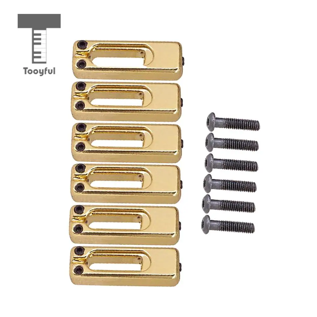 Tooyful 6pcs Electric Guitar Tremolo Bridge Saddles with Screws for Tremolo Bridge Parts