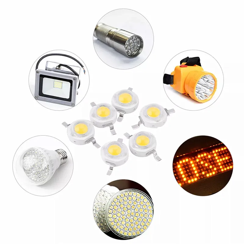 

10-1000pcs/lot LED Diodes Light Chip Ball 1W/3W Cool Warm White Red Blue Green Yellow Pink RGB UV Full Spectrum LED Light Beads