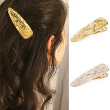 Минималистичная блестящая золотая фольга блестки Декор заколка для волос для женщин девочек ацетат капли воды Шпильки геометрической формы укладки Заколка-Утконос
