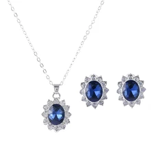 New Luxury Wedding Jewelry Set Silver Plated Bride Blue Austrian Crystal Jewelry Set Women bijoux mariage