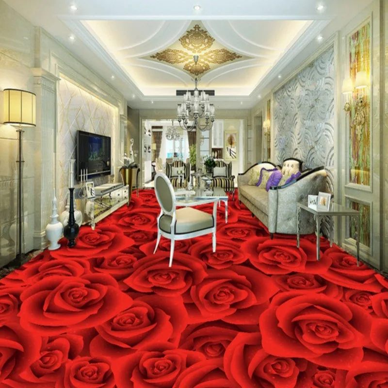 

Free Shipping HD Rose Living Room Bedroom 3D stereo custom corridor Self-adhesive hotel restaurant wallpaper mural