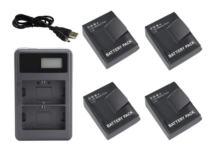 4 шт. 1600 мА/ч AHDBT 302 301 AHDBT301 GoPro Hero3 Батарея + LCD Dual charger для экшн камеры Hero 3 Камера