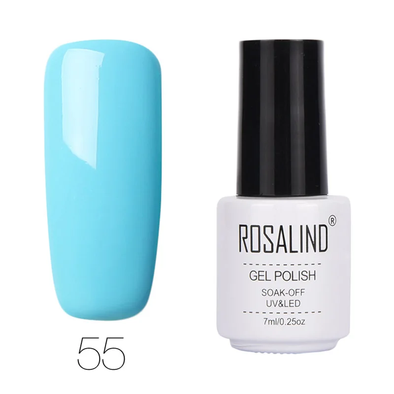 ROSALIND гель 1 сплошной цвет серии 7 мл 01-58 гель лак для ногтей гель для дизайна полировка для ногтей маникюр праймер Топ Дизайн ногтей - Цвет: 55