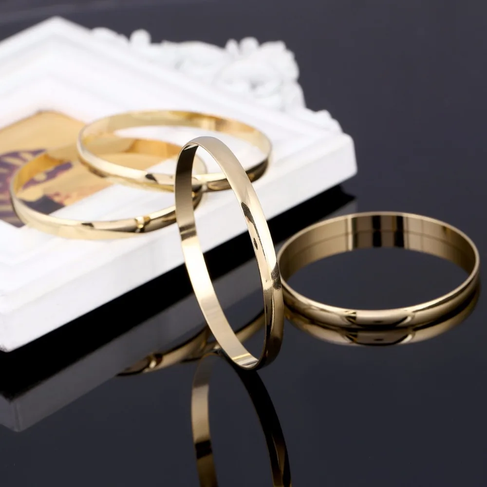Новинка 4 шт. Эфиопский золотой цвет простые браслеты Дубай золотые ювелирные изделия браслеты для африканских блестящие браслеты и браслеты