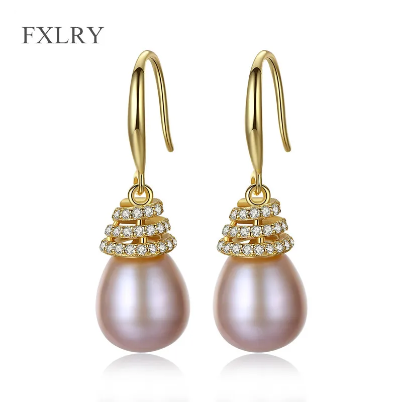 

FXLRY New Luxurious Big Drop Earrings S925 Sterling Silver Natural Pearl earrings For Temperament Women Girl Party Fashion Jewel