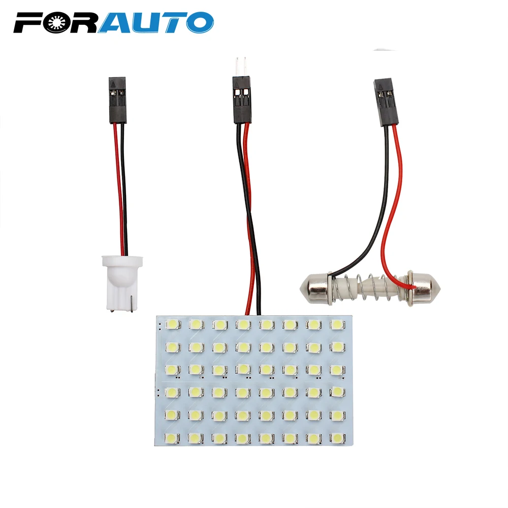 

FORAUTO T10 W5W LED Car Reading Lights Dome Lamp Interior Lighting Light Source 48 SMD 1210 Car Styling Auto Lamps