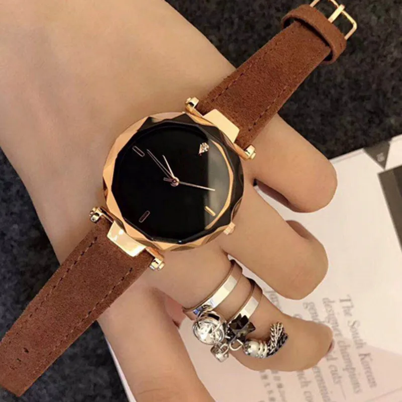 

Luxury Brand Rose Gold Women Watch Fashion Casual Crystal Dress Wristwatch Ladies Leather Waterproof Quartz Watch Female Clock