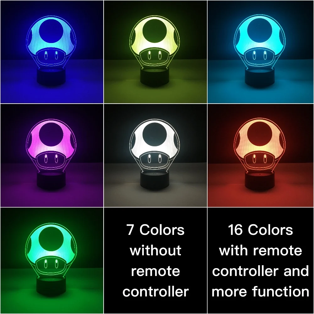  Game Super Mario 1 Up Mushroom Kids Led Night Lamp for Child Bedroom Decorative 3d Lamp Battery Pow - 32996461455