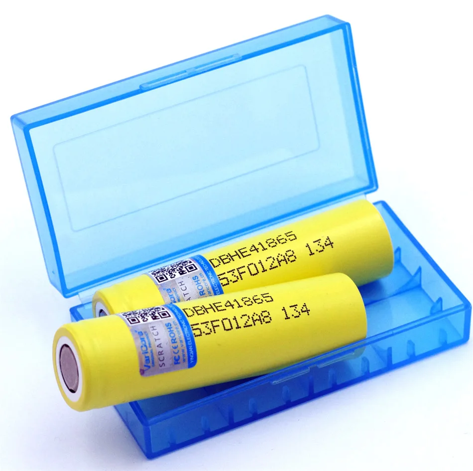 

2 pcs. VariCore for HE4 2500 mAh Li-lon Battery 18650 3.7 V Power Rechargeable Discharge 20A batteries + storage box