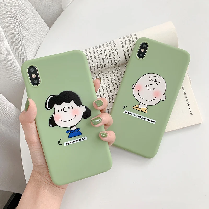 

Cartoon peanuts Charlie Lucy phone case for iphone 7 8 6 6s Plus for iphone X XR XS Max Matte sof tpu case capa cover
