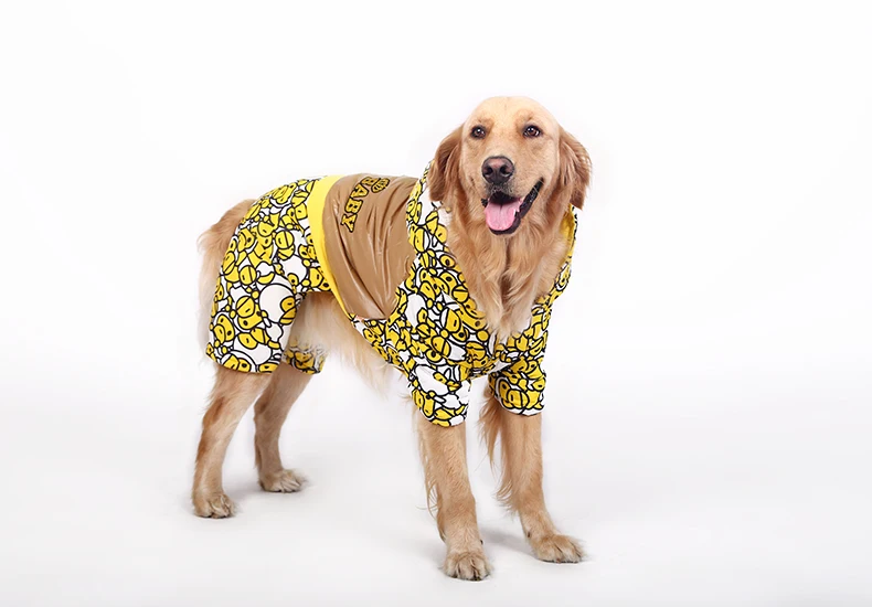 

Autumn winter new big dog warm jumpsuits clothes big dogs fashion printed tracksuits costume pet overcoat jacket 1pcs XS-XL