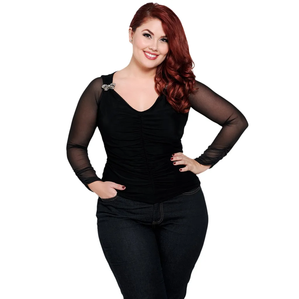 2019 New Plus Size Seamless Fold Arm Shaper Long Cropped Navel Mesh