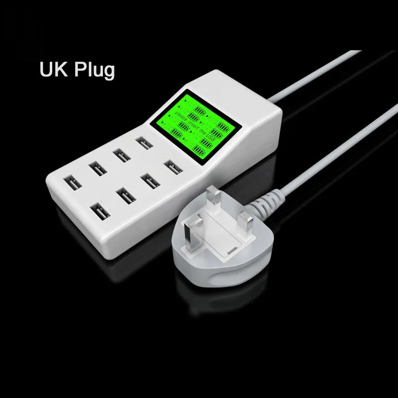 Адаптер питания ЕС Великобритания США розетка Быстрая зарядка 8 usb портов дисплей Путешествия AC DC адаптер питания зарядное устройство разъем для xiaomi iphone