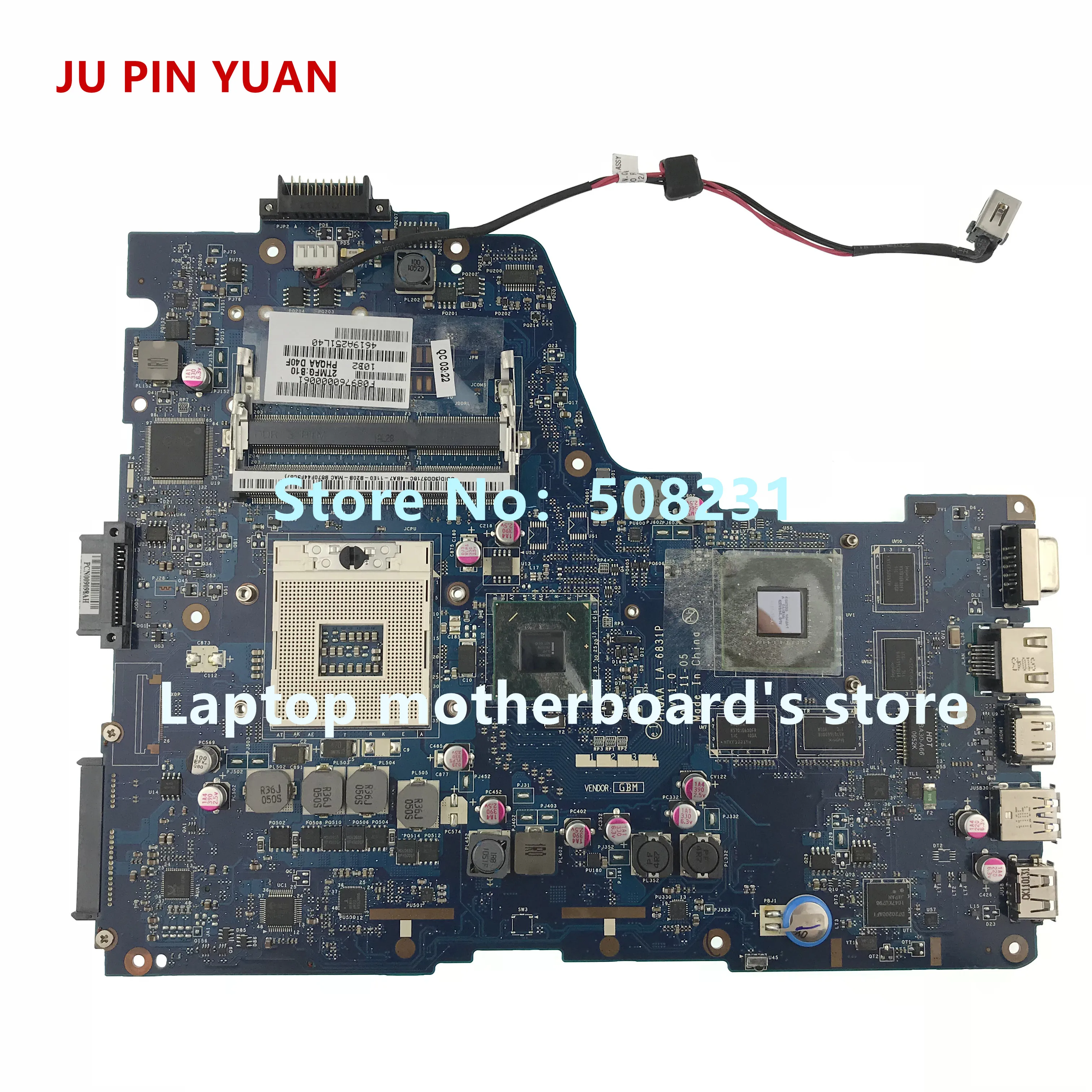 JU PIN юаней K000125700 PHQAA LA-6831P Mainrboard для Toshiba satellite P750 P755 A665 материнская плата для ноутбука полностью протестированы