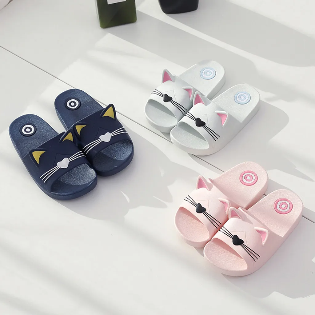 

2019 Kids Girls Boys Home Slippers Baby Girls Boys Casual Shoes Cartoon Cat Floor Children Kids Family Shoes Beach Sandals