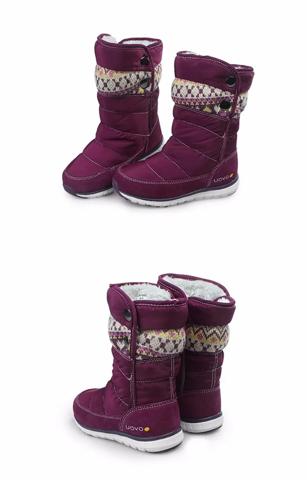 Горячая распродажа! UOVO/Новое поступление 2018 года; зимние ботинки для детей; теплая модная обувь для девочек; Плюшевые Нескользящие зимние