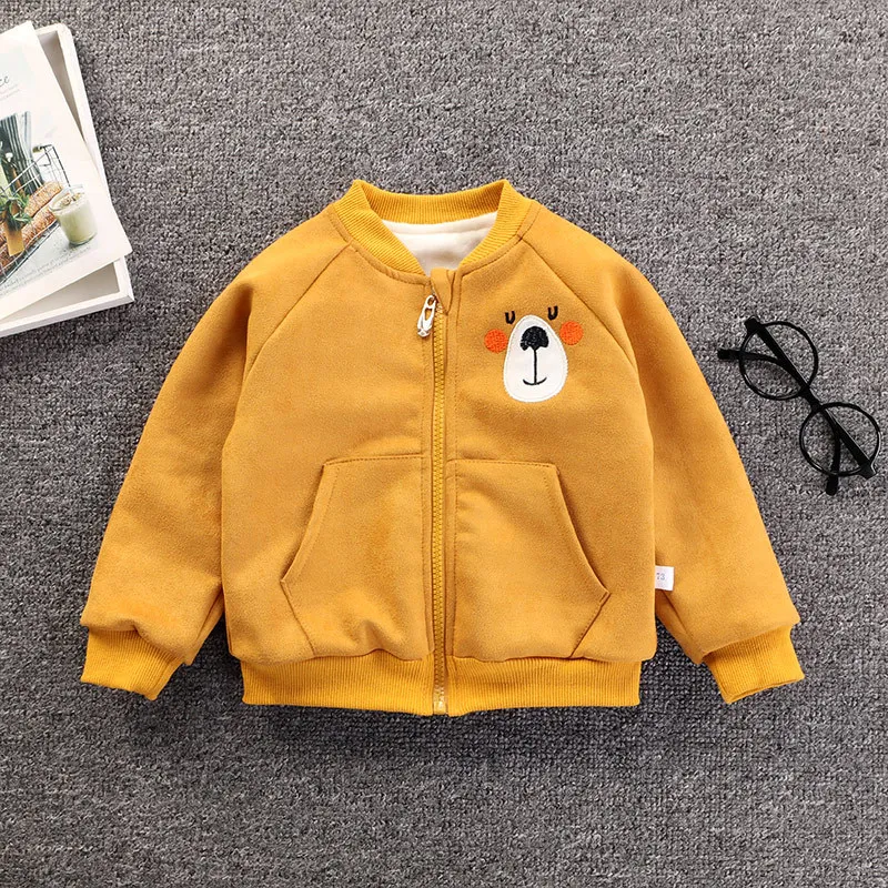 

New Winter Lamb Wool Coat for Girls Kids Boys Cartoon Jackets for 1 2 3 4 Years Olds Thicken Fleece Pockets Coats