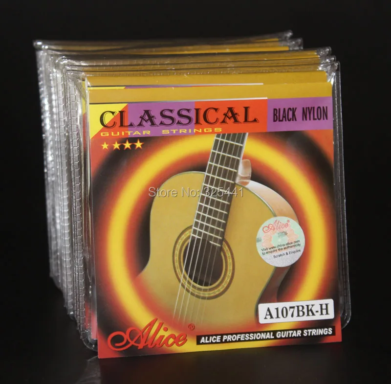 10 Sets Alice A107BK Hard Tension Black Nylon Gold Plated Copper