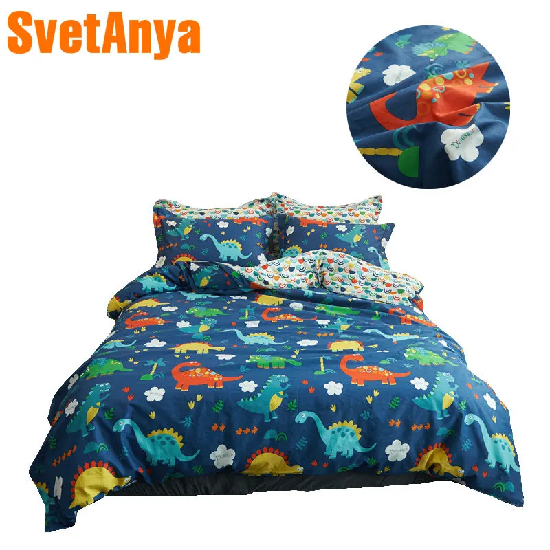 

Colorful Dinosaurs Simple Bedding Sets 3/4Pc Twin Queen Size Cotton Bedlinens Duvet Cover Pillowcase Flat Sheet or Fitted Sheet