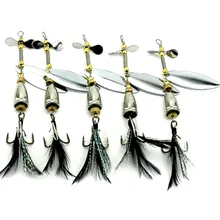 Retail 1 Pcs Metal Spinner Carp Fishing Lures Pesca Spinner Blades with Feather Trble Hook Isca Artificial Hard Fishing Wobblers