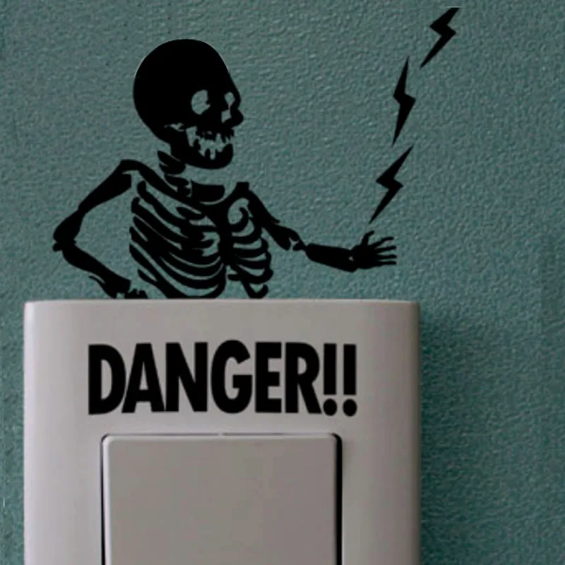 Funny Danger Warning Electrical Switch Stickers Vinyl Decor Wall Decal