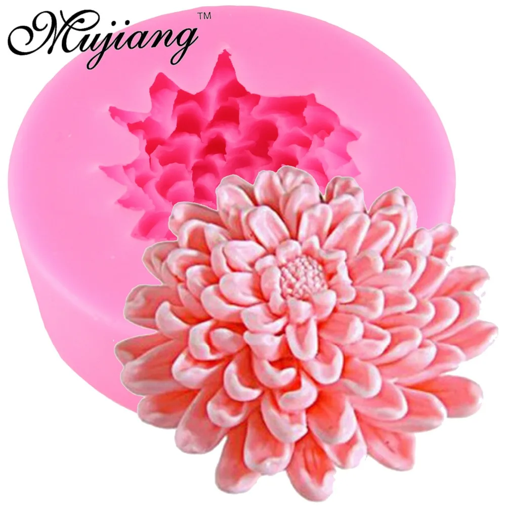 Mujiang 3D Chrysanthemums Flower Soap Silicone Molds Candle Clay Mold Fondant Cake Decorating Tools Chocolate Cake Baking Moulds