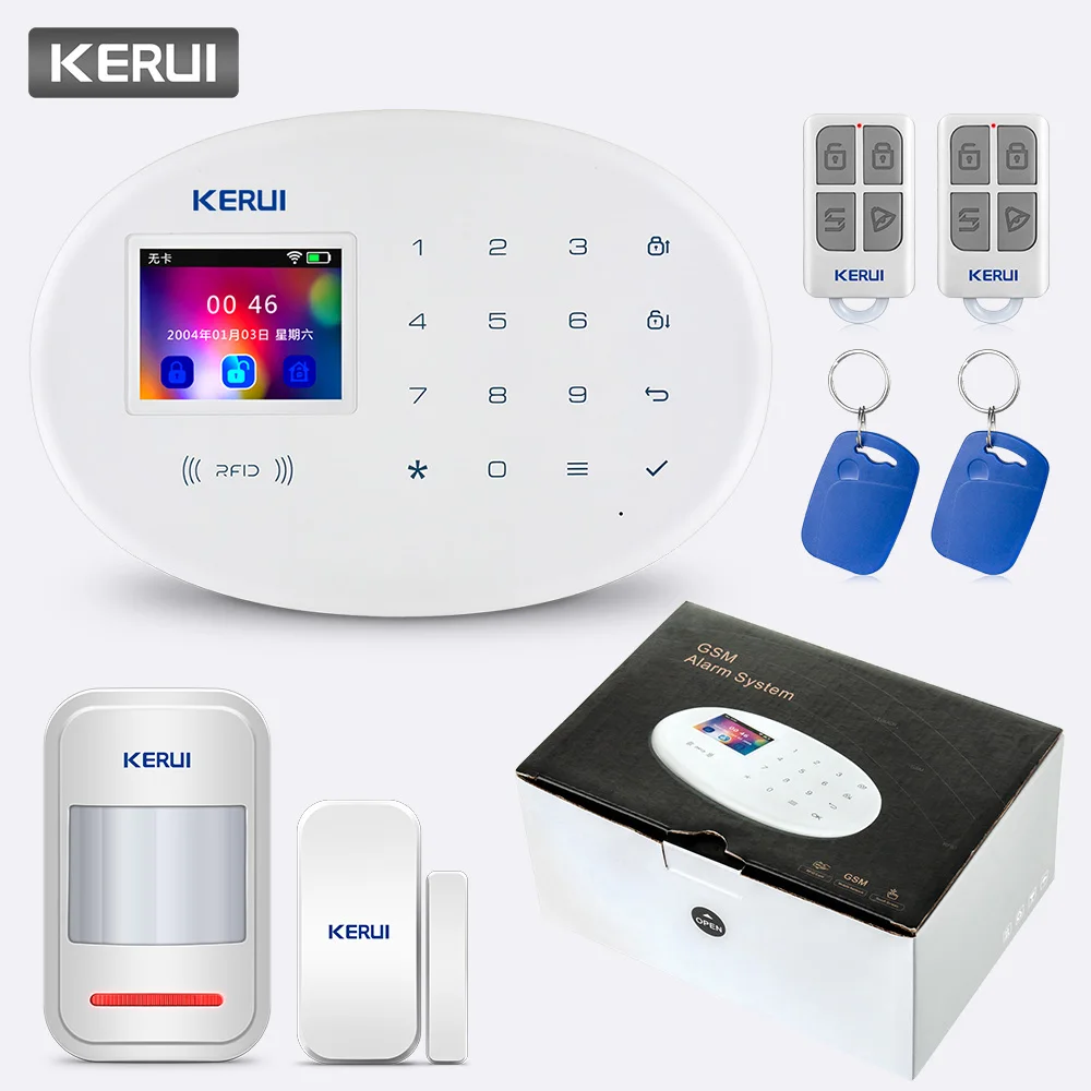KERUI W20 Wireless 2.4 inch WIFI GSM Home Security Alarm System Smart Burglar Alarm Kit with RFID card