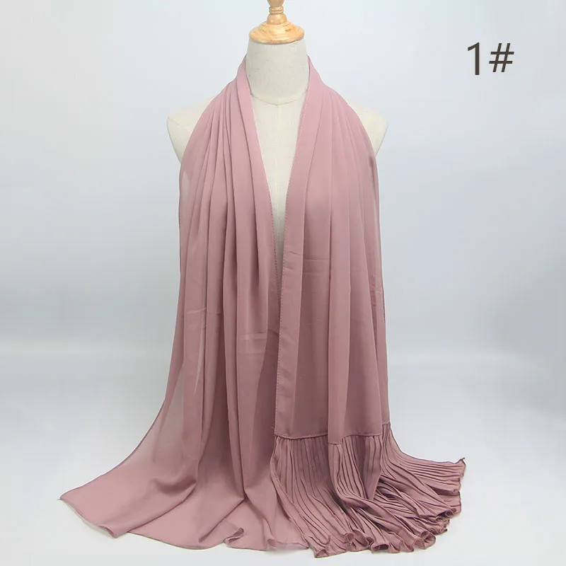 COLOR1 no pearl Длинный шарф в стиле пэчворк, популярный шифоновый шарф с пузырьками, хиджаб с жемчужной складкой, шарф с швом, мусульманские шарфы - Цвет: COLOR1 no pearl