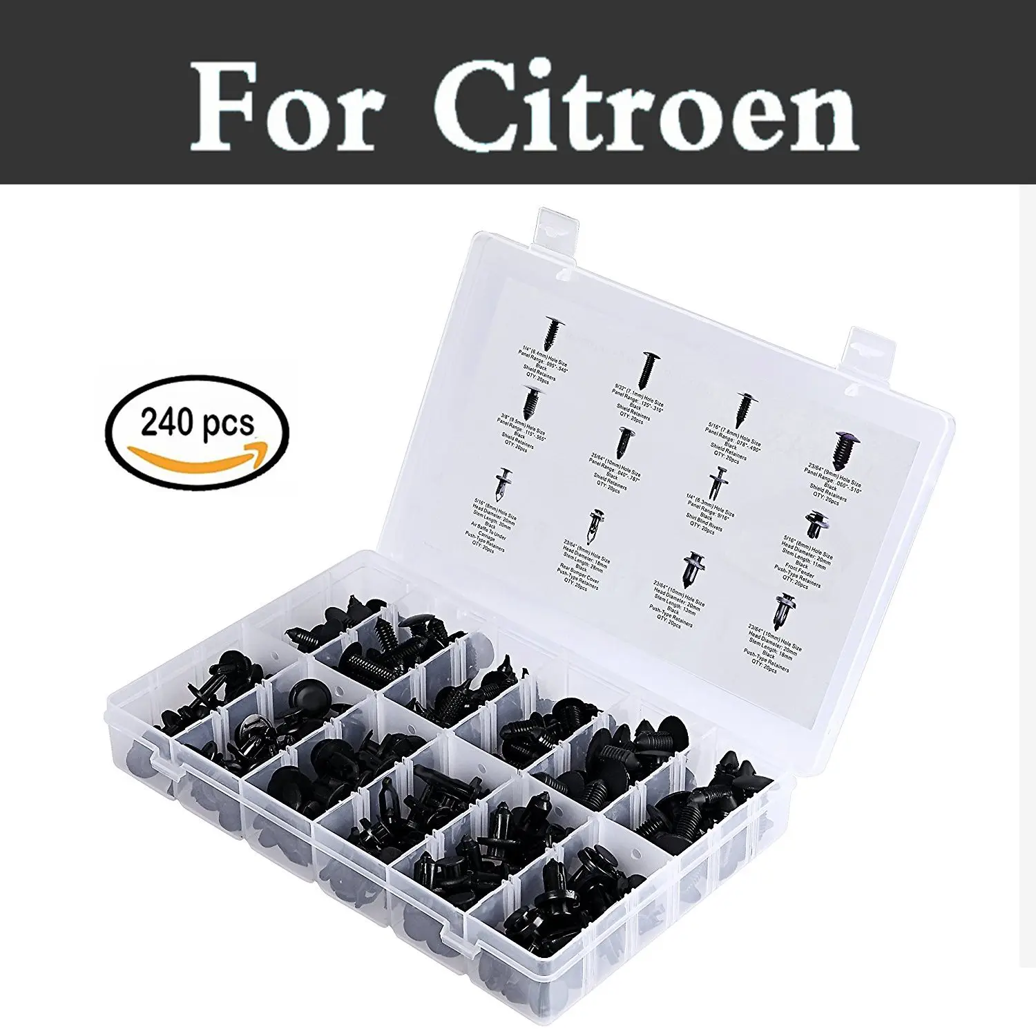 

240pcs 12 Fastener Remover Retainer Kit Set Fastener Remover Set Rivets For Citroen C1 C2 C3 C4 Aircross Cactus C5 C6