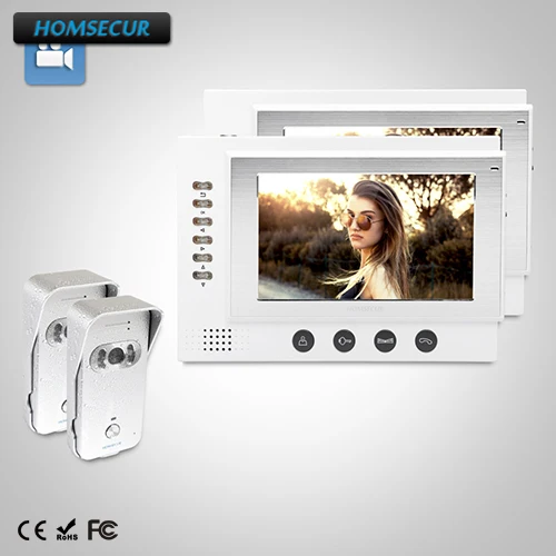 

HOMSECUR 7" Hands-free Video Door Entry Phone Call System+Silver Camera 2C2M