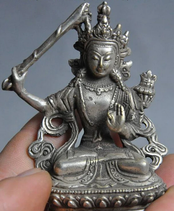 

decoration bronze factory outlets Tibet Silver tibet buddhism silver sword tara Kwan-Yin guanyin wenshu goddess buddha statue