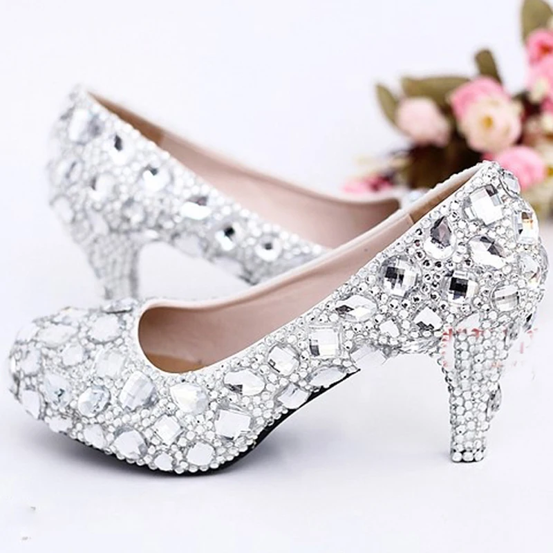 Пикантные Прозрачные Свадебные модельные туфли 2 дюйм(ов) средний каблук Удобная Свадебная обувь серебристый Женские туфли для вечеринок и выпускных обувь для подружки невесты