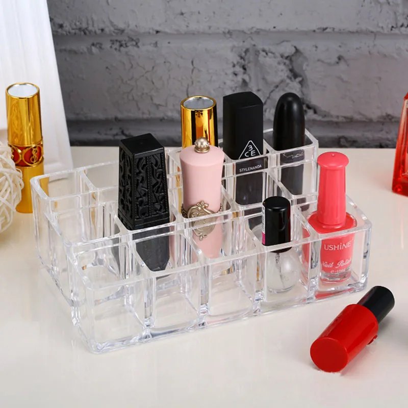

Clear 3 Tiers 16 Slots Nail Polish Rack Acrylic Lip Gloss Lipstick Holder Plastic Cosmetic Makeup Liquid Lipstick Organizer