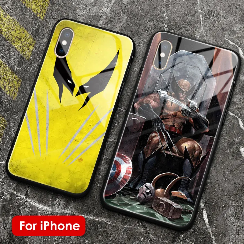 

Wolverine Marvel suprehero soft silicone tempered glass phone case shell for Apple iPhone 5s Se 6 6s 7 8 Plus X XR XS 11 PRO MAX