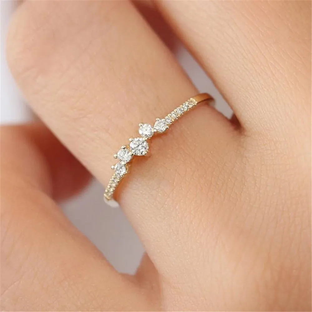 

YKNRBPH Woman's Delicate and dazzling Cubic Zirconia Rings Fashion Copper Rose Gold Engagement Ring