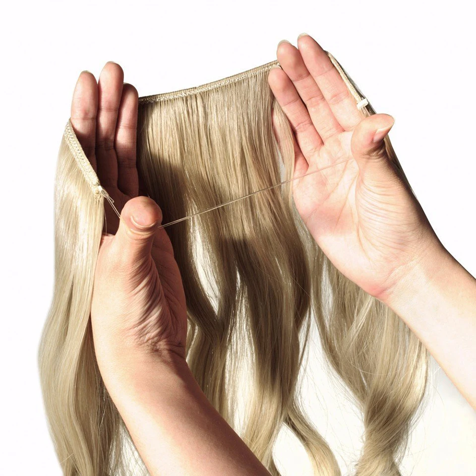 WTB Длинные Прямые Синтетические шелковистые волосы без зажимов для наращивания, высокотемпературные волокна, невидимые волосы для наращивания