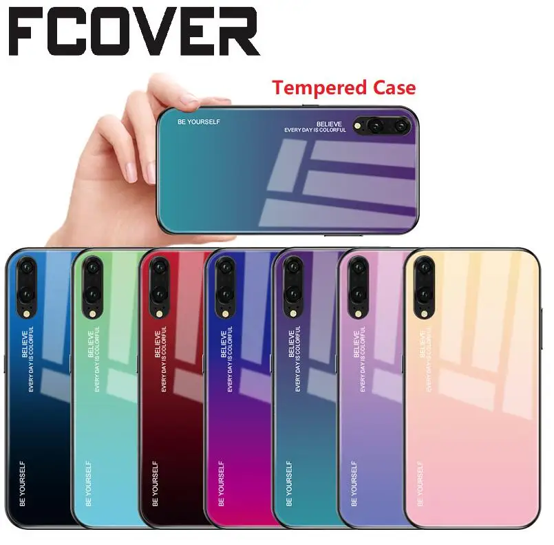 Чехол из закаленного стекла для Huawei Honor 10 Lite и P Smart 2019 цветной защитный чехол