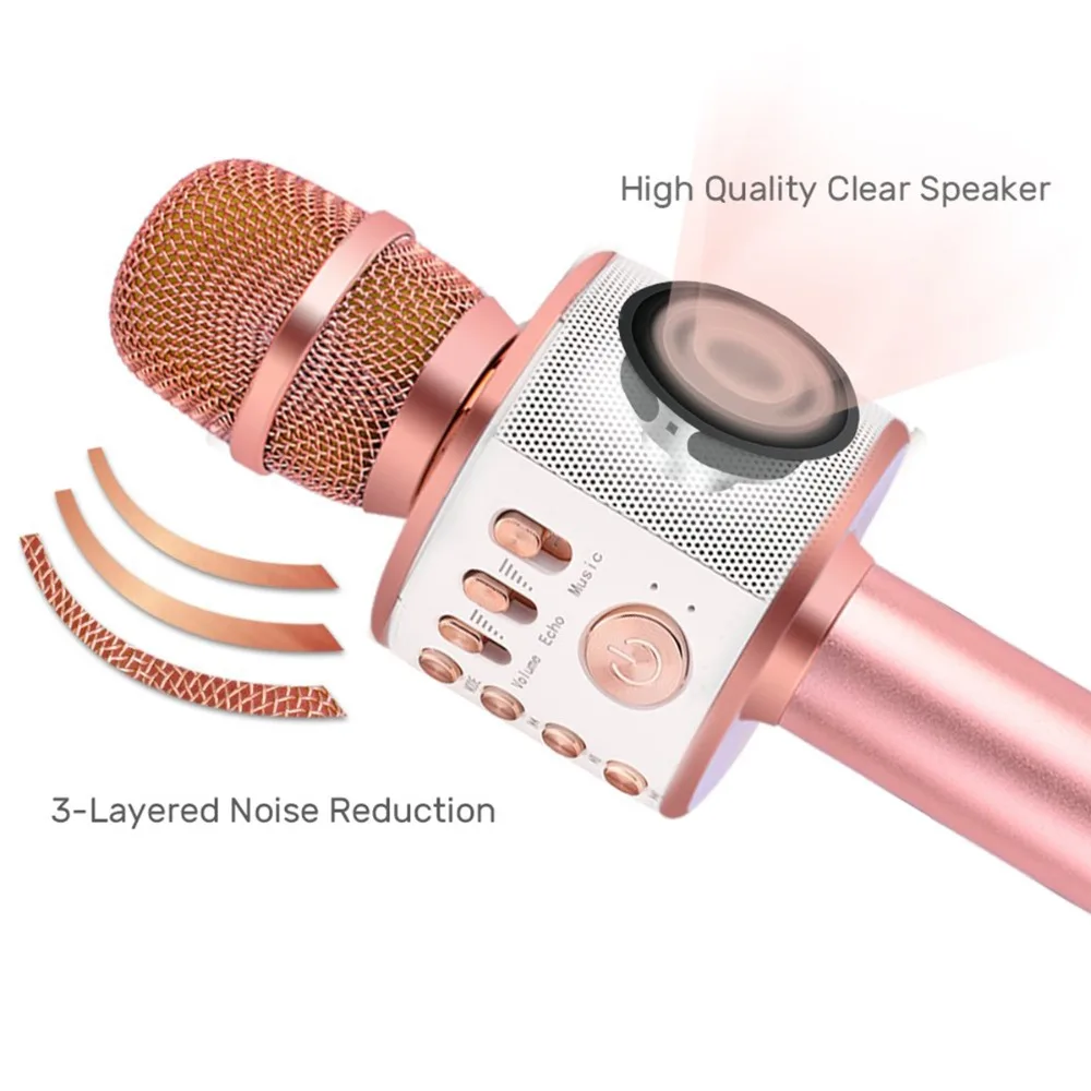 kexu Q37 Portable Wireless Handheld Karaoke Microphone USB Bluetooth Speaker Music Player Support TF Card For Phones Tablets