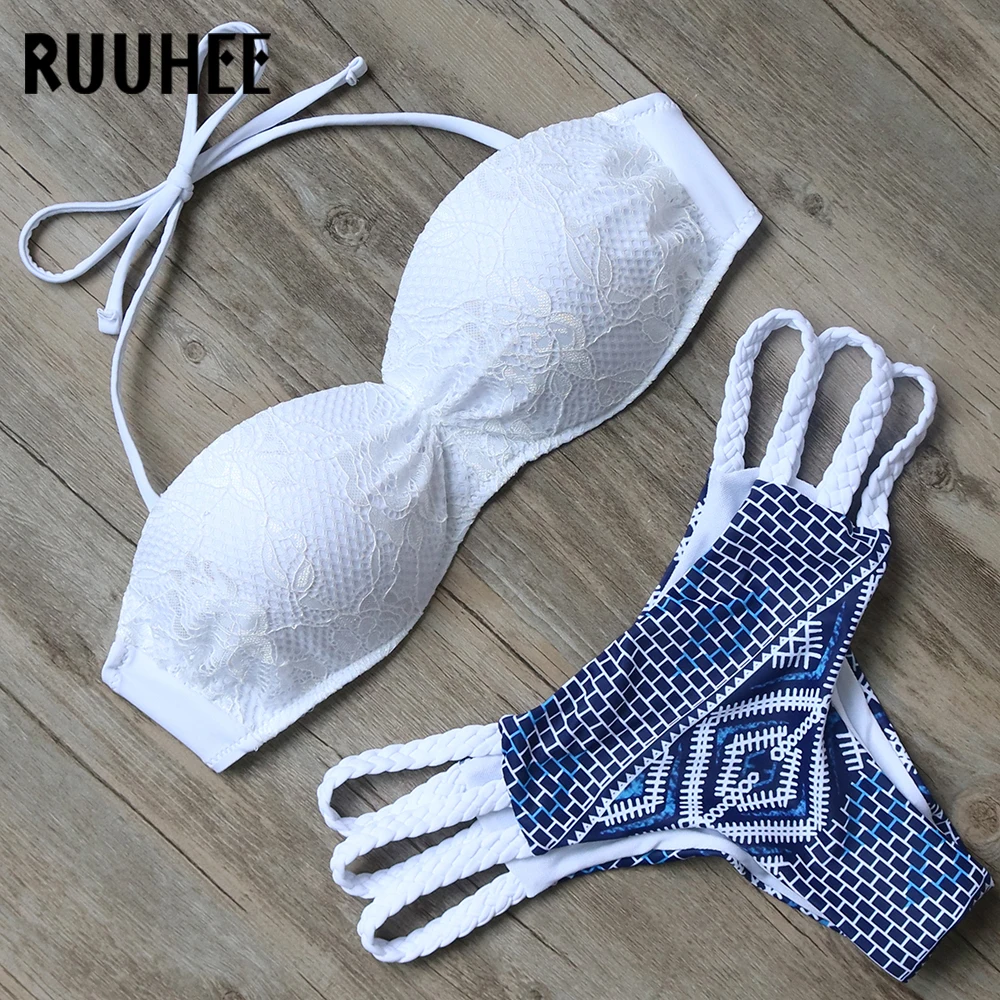 RUUHEE ملابس النساء رفع البيكينيات ملابس السباحة بيكيني مجموعة ثوب السباحة 2018 متعددة حزام الإناث بحر السباحة دعوى ل النساء