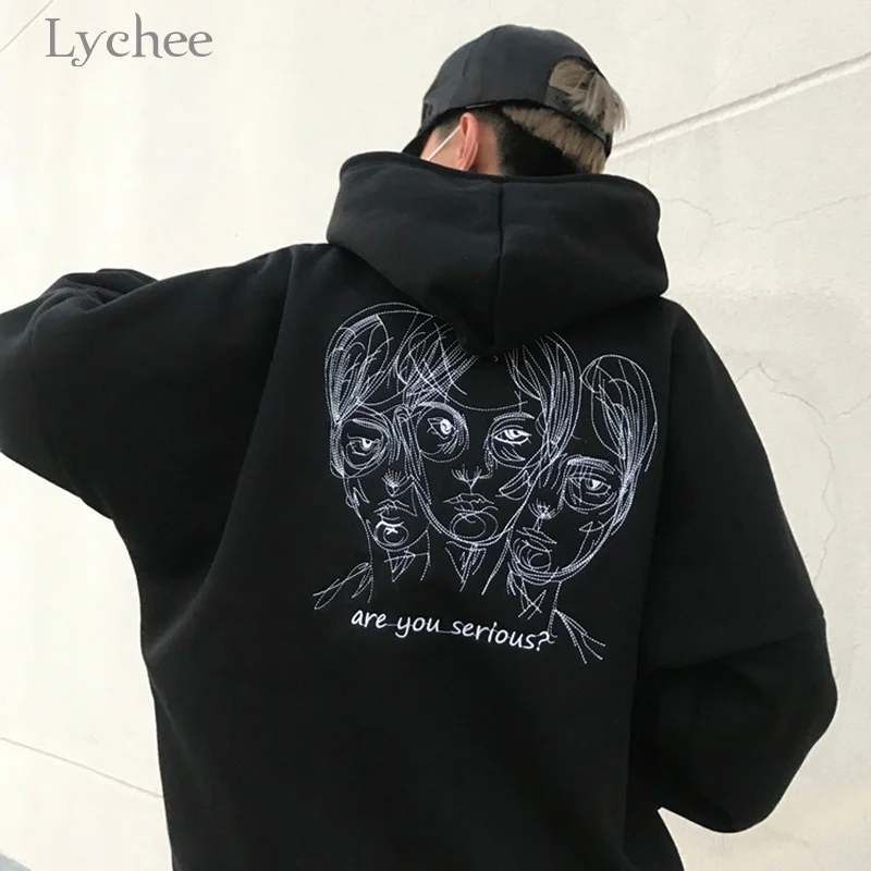 Женский свитшот Lychee в стиле Харадзюку худи с капюшоном панк Повседневная