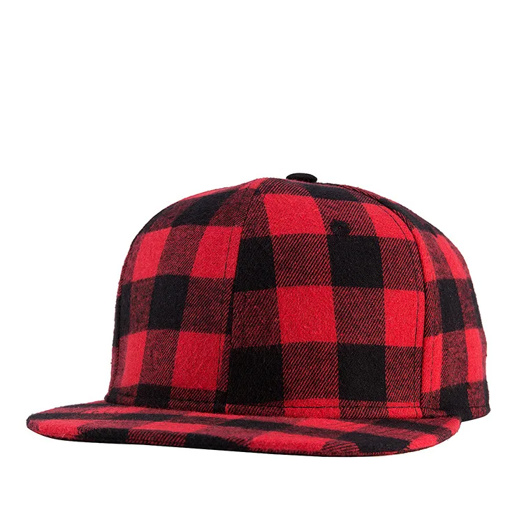 

New Fashion Winter Hat Women Cotton Plaid Hip Hop Snapback Cap Famale