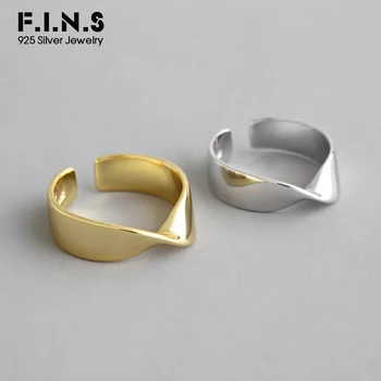 

F.I.N.S 2019 New Design 925 Sterling Silver Rings for Women Mobius Twist Opening Finger Rings Two-Tone Female Ring 925 Jewelry