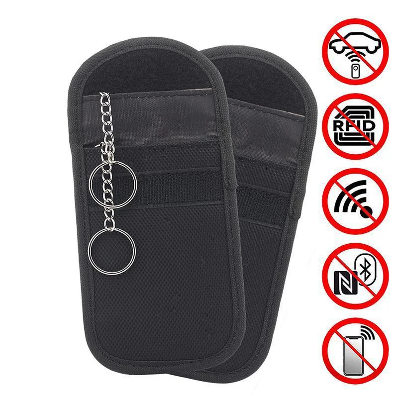 

2pc Car Key Signal Blocker Case Faraday Cage Fob Pouch Keyless RFID Blocking Bag