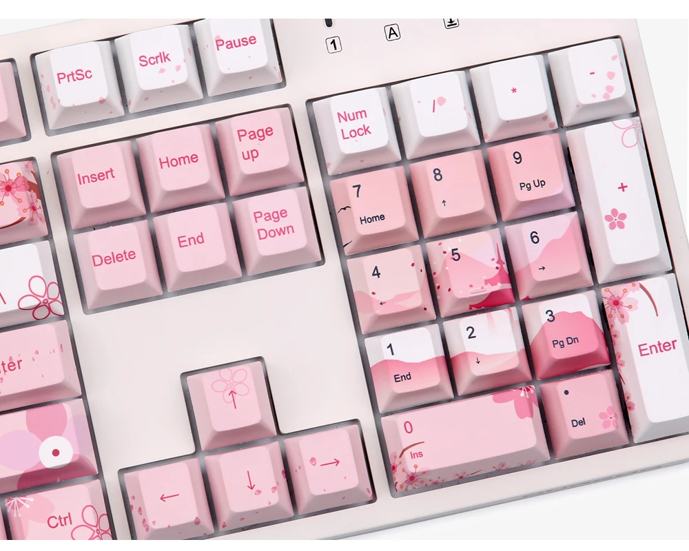 Kbdfans Новое поступление пять поверхностных сублимации sakura keycaps 126 клавиш для механической клавиатуры mx cherry switch