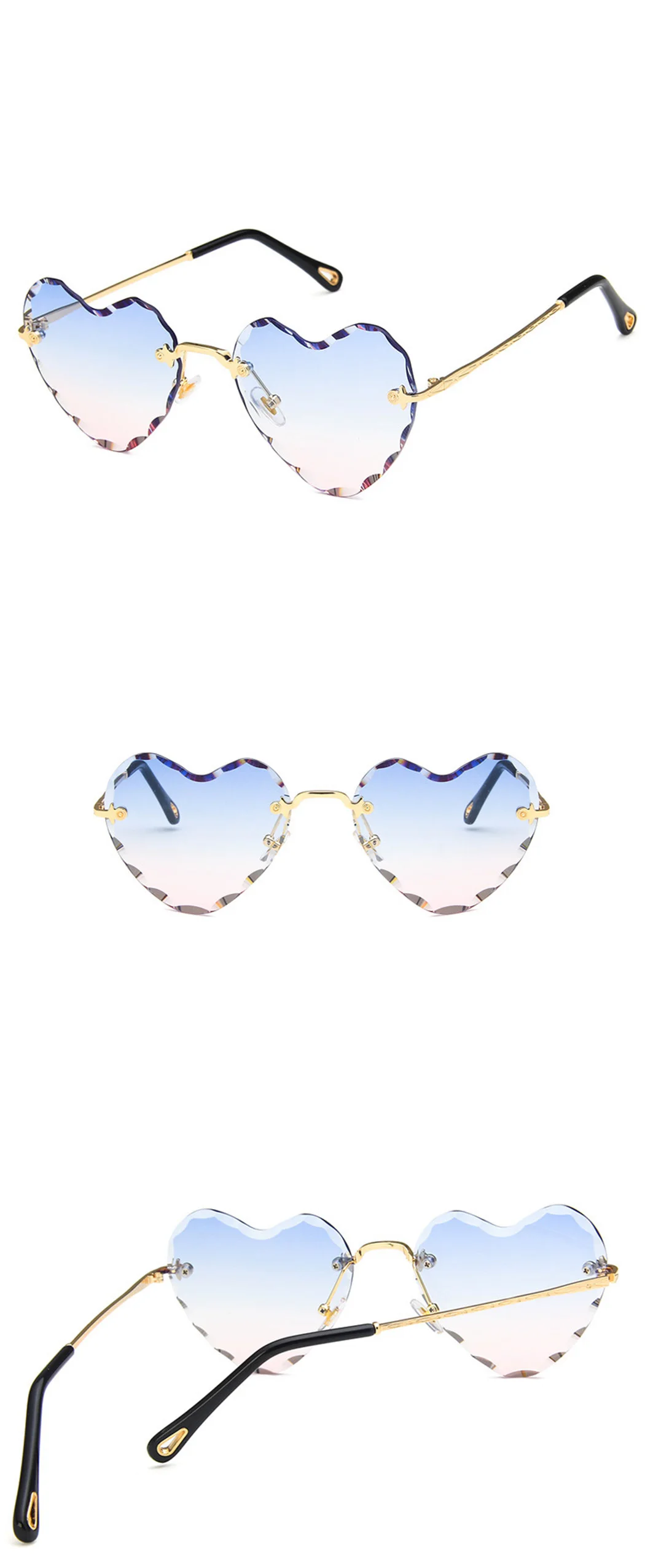 Модные новые женские трендовые солнцезащитные очки в стиле Харадзюку, градиентные солнцезащитные очки океанского цвета, толстые очки с оправой, безрамные солнцезащитные очки