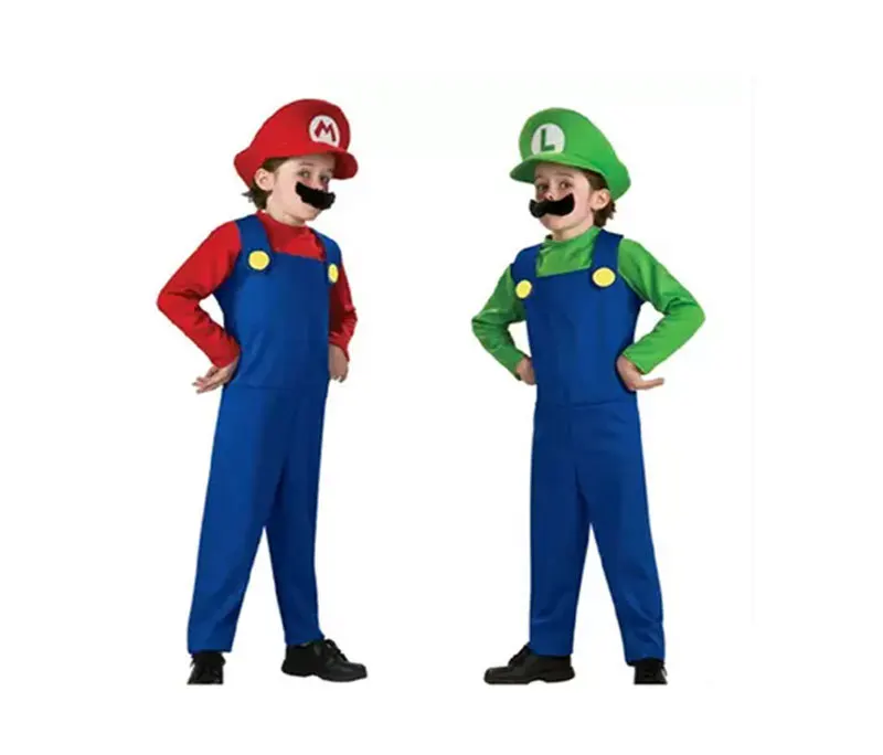 Взрослые Funy Супер Марио Луиджи братья сантехник косплей костюм для мужчин Мальчики Девочки Хэллоуин нарядное платье карнавальные Вечерние